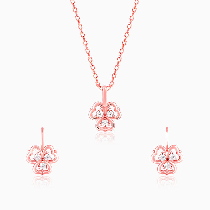 Rose Gold Three Leaf Clover Set