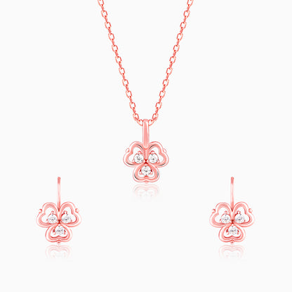 Rose Gold Three Leaf Clover Set