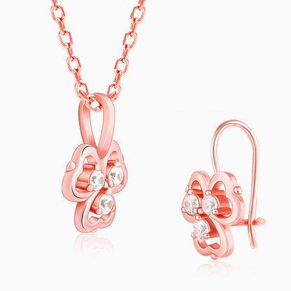 Rose Gold Three Leaf Clover Set