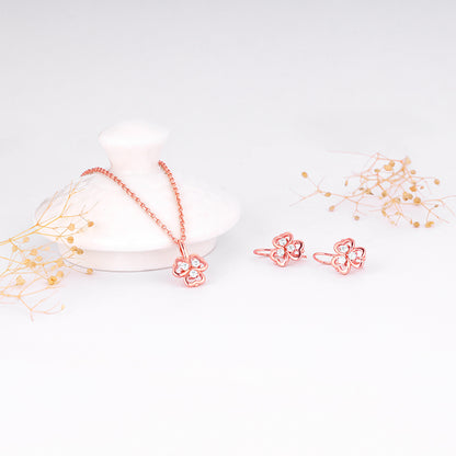 Rose Gold Three Leaf Clover Set