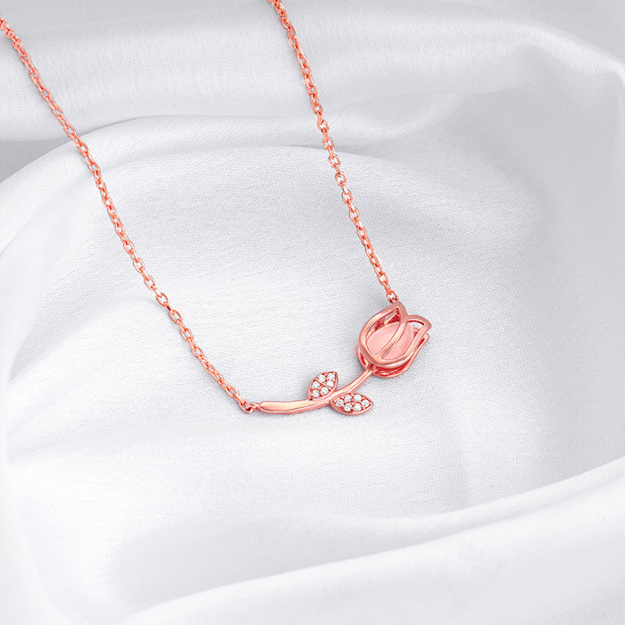 Buy Rose Gold Pink Quartz Flower Necklace Online at Best Prices GIVA Jewellery