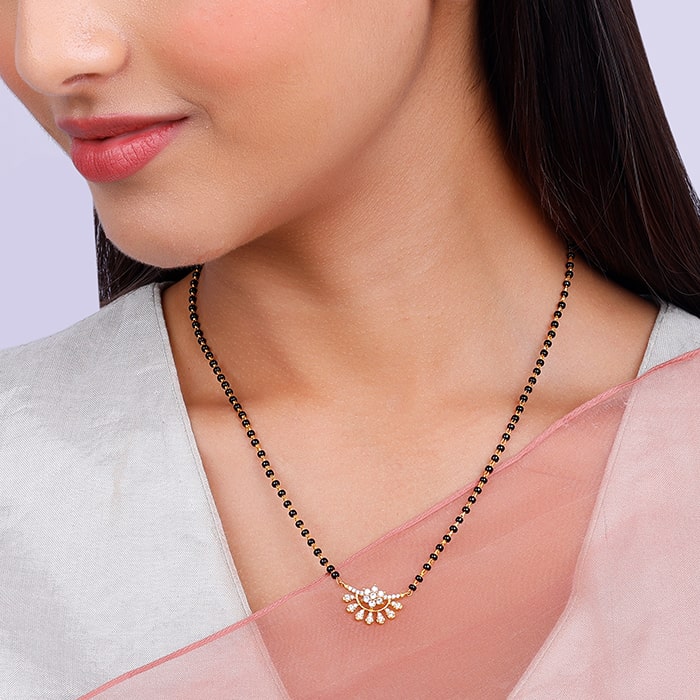 Golden Floral Moon Mangalsutra