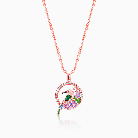 Rose Gold Bee Eater Pendant With Link Chain