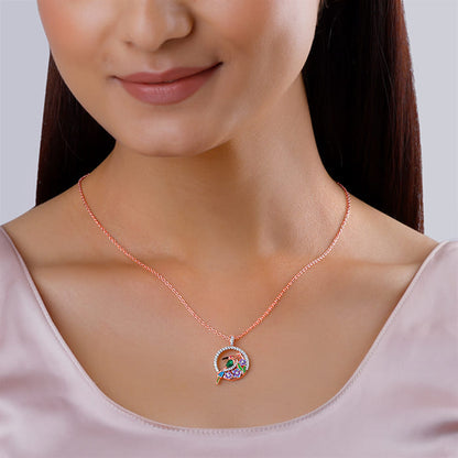 Rose Gold Bee Eater Pendant With Link Chain