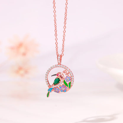 Rose Gold Bee Eater Pendant With Link Chain