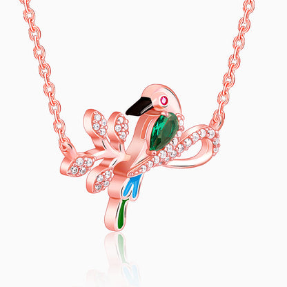 Rose Gold Woody Bird Necklace