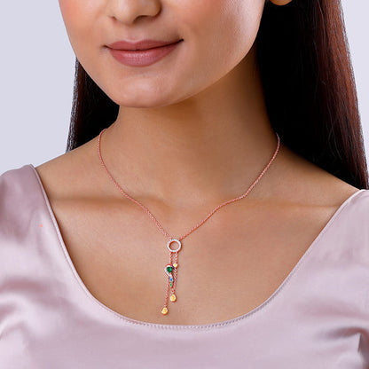 Rose Gold Swinging Bird Pendant with Link Chain