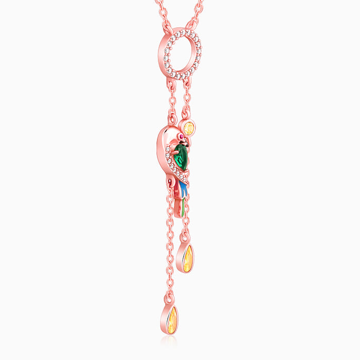 Rose Gold Swinging Bird Pendant with Link Chain