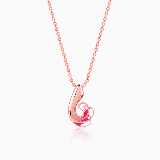 Rose Gold Curled Wing Pendant With Link Chain