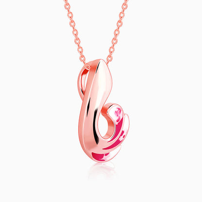 Rose Gold Curled Wing Pendant With Link Chain