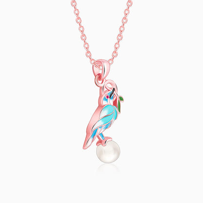 Rose Gold Blissful Bird Pendant With Link Chain