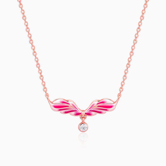 Rose Gold Fluffed Wing Necklace