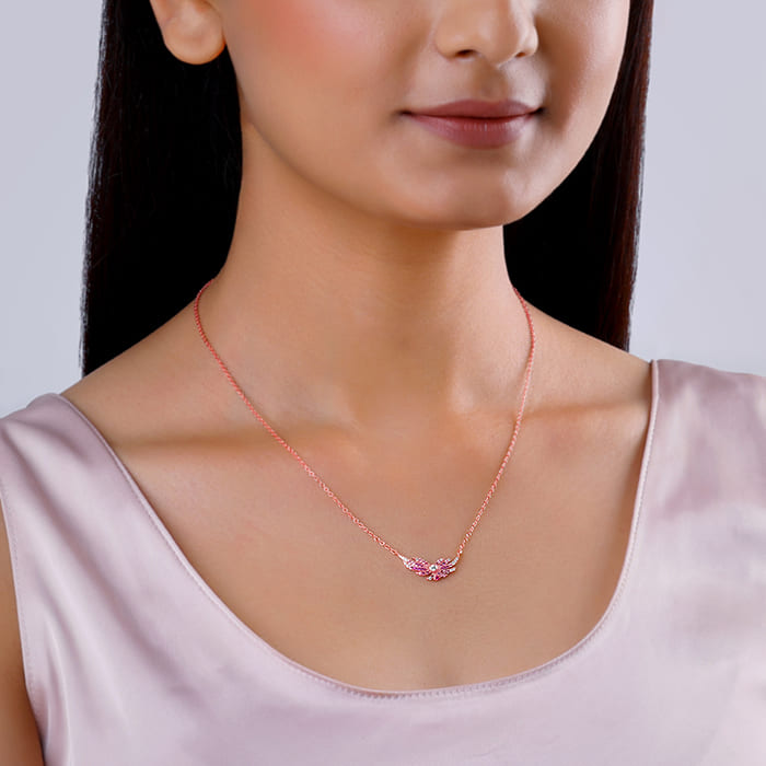 Rose Gold Fly In Pink Necklace