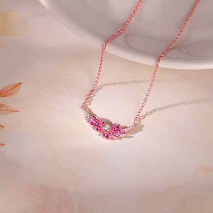 Rose Gold Fly In Pink Necklace