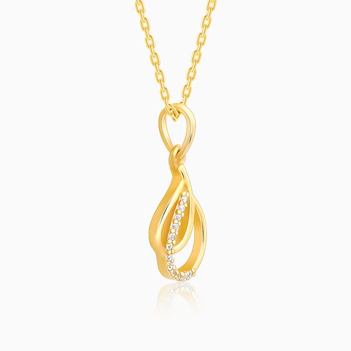 Golden Dual Pear Pendant with Link Chain