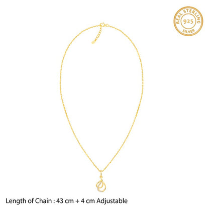 Golden Dual Pear Pendant with Link Chain