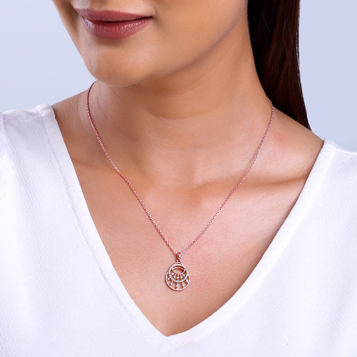 Rose Gold Unseen Happiness Pendant With Link Chain