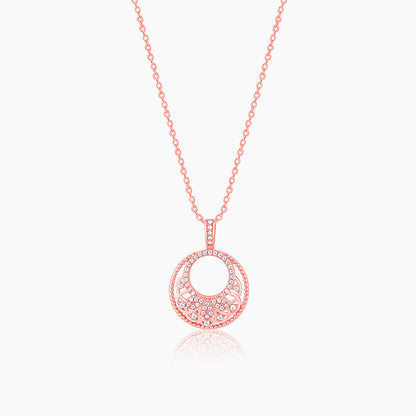 Rose Gold Crescent Affair Pendant With Link Chain