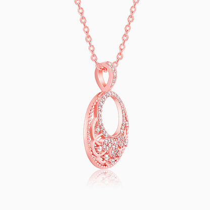 Rose Gold Crescent Affair Pendant With Link Chain