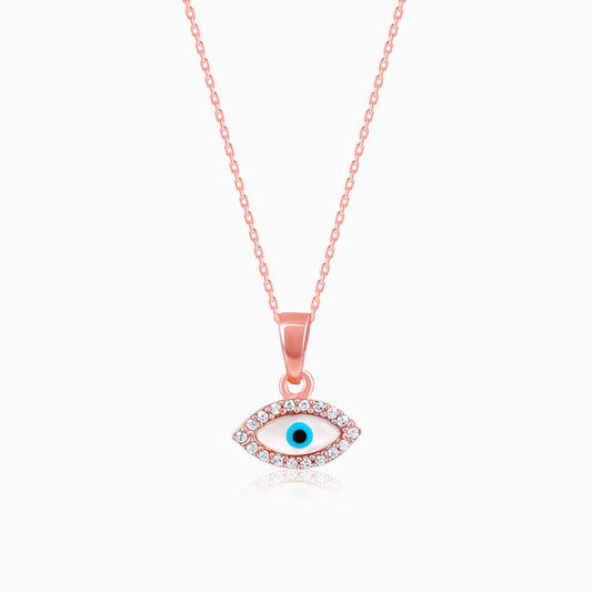 Rose Gold Evil Eye Pendant With Link Chain