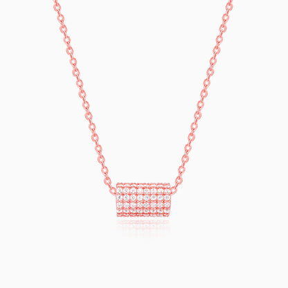 Rose Gold Sparkling Loop Pendant With Link Chain