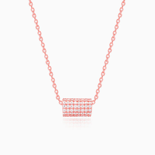 Rose Gold Sparkling Loop Pendant With Link Chain