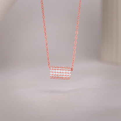 Rose Gold Sparkling Loop Pendant With Link Chain