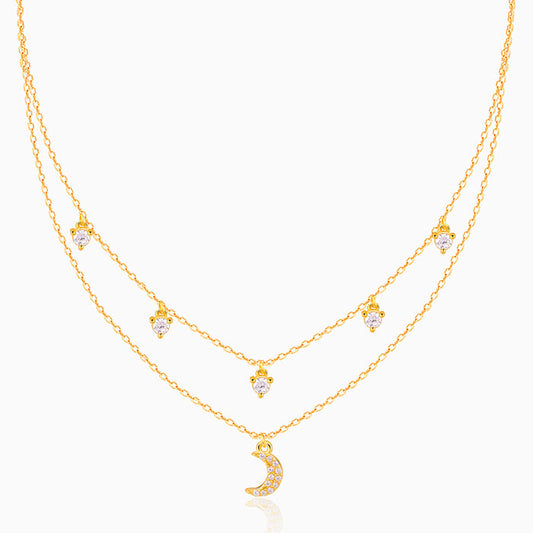 Golden Crescent Zircon Necklace