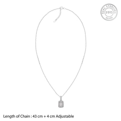 Silver Sparkling Zirconia Pendant With Link Chain