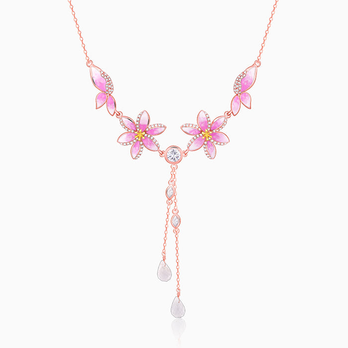 Rose Gold Pink Trillium Necklace