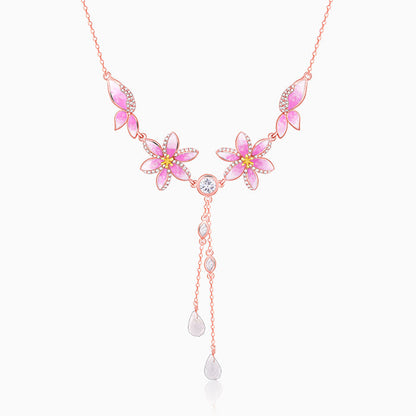 Rose Gold Pink Trillium Necklace