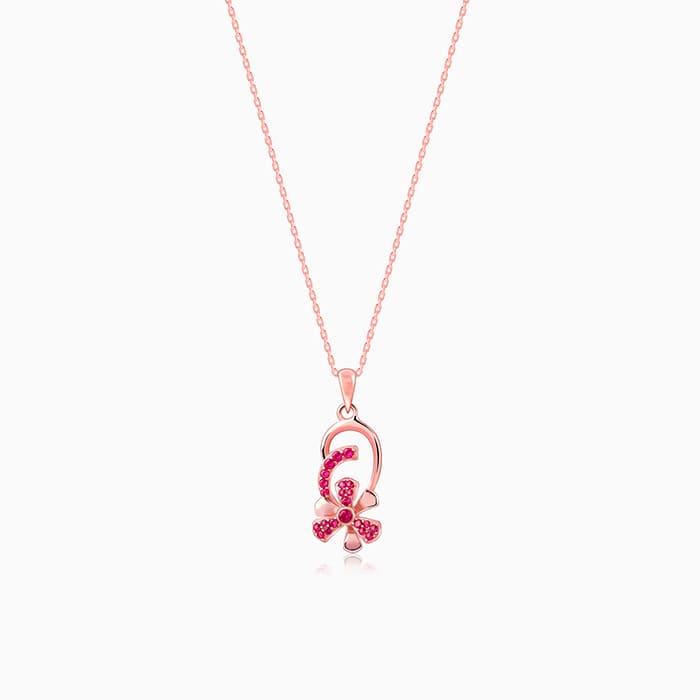 Rose Gold Pink Musli Spin Pendant With Link Chain