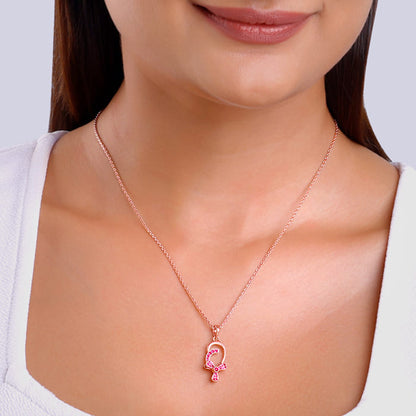 Rose Gold Pink Musli Spin Pendant With Link Chain