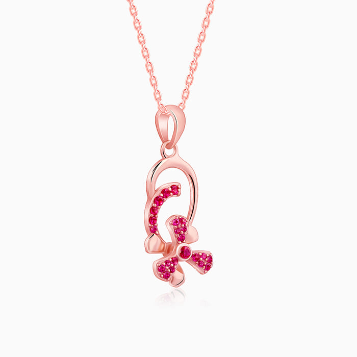 Rose Gold Pink Musli Spin Pendant With Link Chain