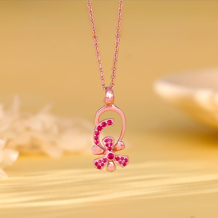 Rose Gold Pink Musli Spin Pendant With Link Chain