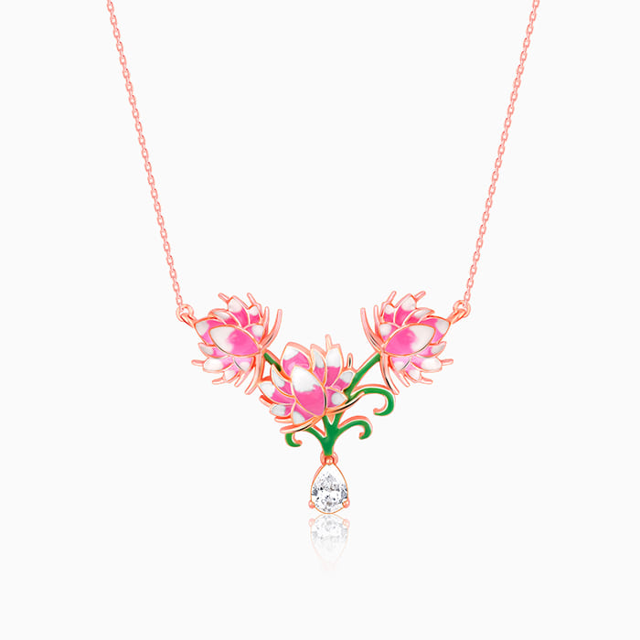 Rose Gold Bewitching Brahma Kamal Necklace