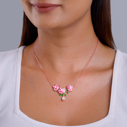 Rose Gold Bewitching Brahma Kamal Necklace