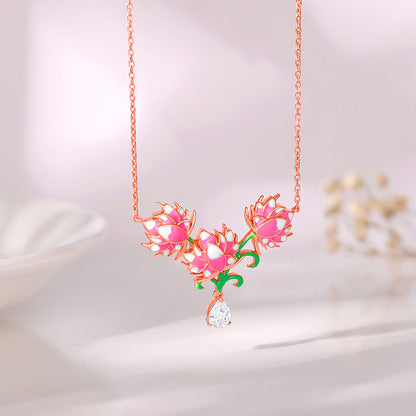 Rose Gold Bewitching Brahma Kamal Necklace