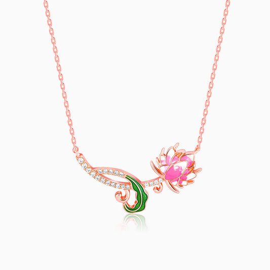 Rose Gold Brilliant Brahma Kamal Necklace