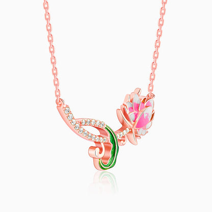 Rose Gold Brilliant Brahma Kamal Necklace