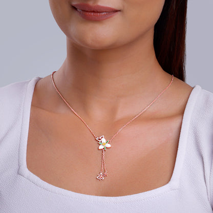 Rose Gold Persistent Trillium Lariat Necklace