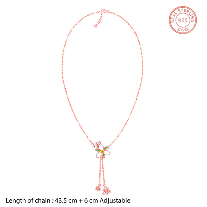 Rose Gold Persistent Trillium Lariat Necklace