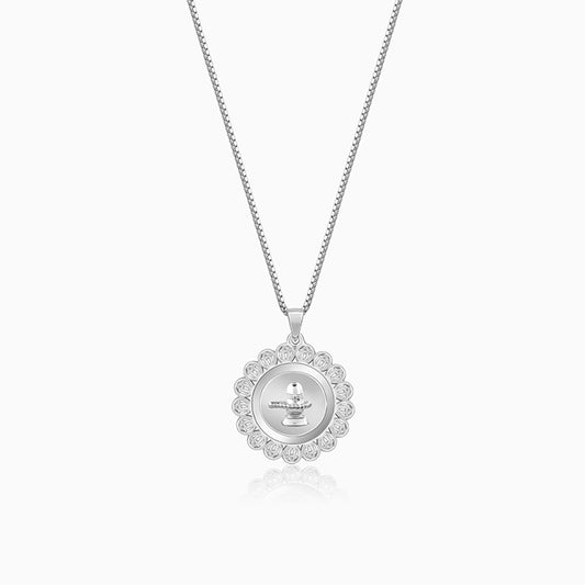 Silver Divine Mahadev Pendant With Box Chain For Him