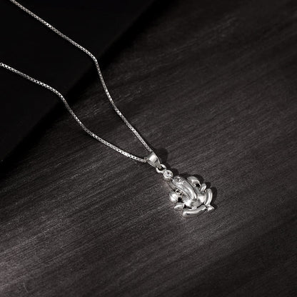 Silver Ganapathi Pendant with Link Chain For Him