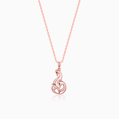 Rose Gold Mridul Mor Pendant With Link Chain