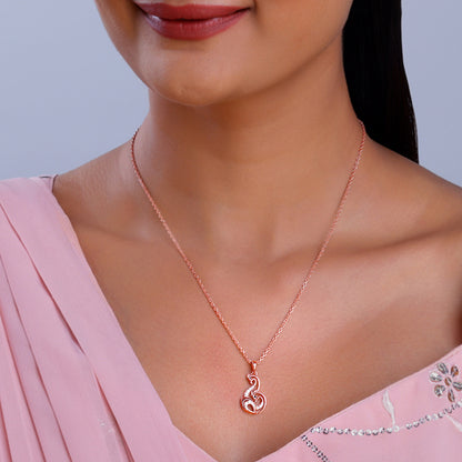 Rose Gold Mridul Mor Pendant With Link Chain