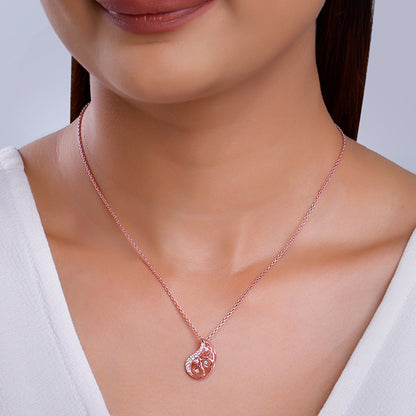 Rose Gold Charming Paisley Pendant With Link Chain