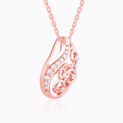 Rose Gold Charming Paisley Pendant With Link Chain