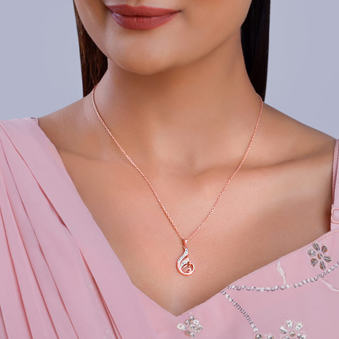 Rose Gold Ramaniya Morni Pendant With Link Chain