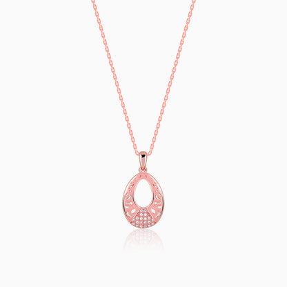 Rose Gold Wonderful Drop Pendant With Link Chain